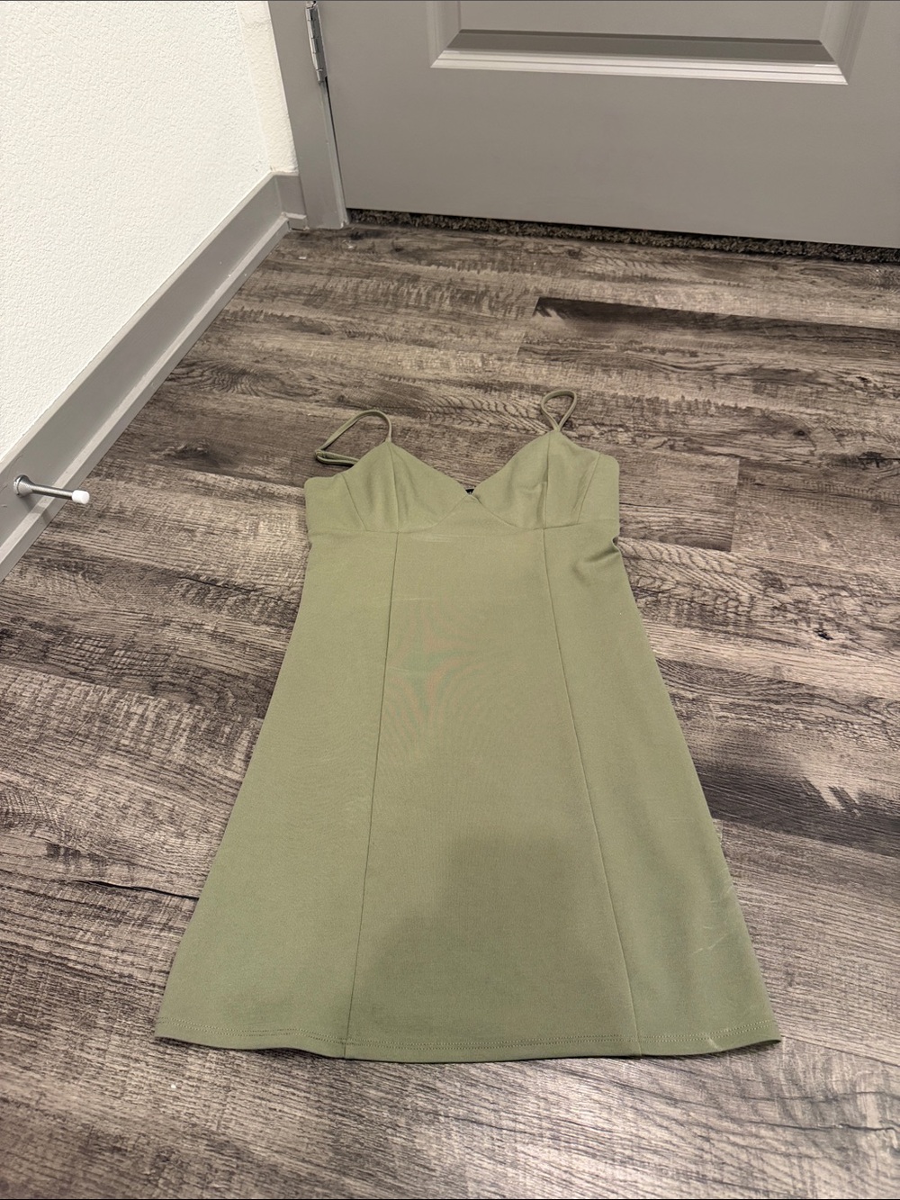Kendall & Kylie Olive Spaghetti Strap Mini Dress